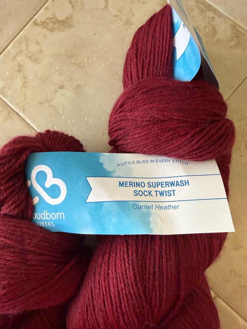 Cloudborn Fibers Merino Superwash Sock Twist Yarn - Garnet Heather